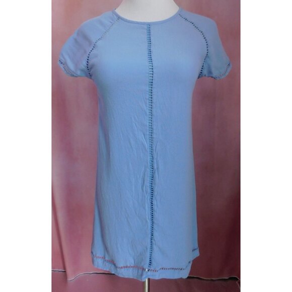 Blue Rain XS Light Blue Crochet Trim Keyhole Back Dress Francesca's - Picture 1 of 10